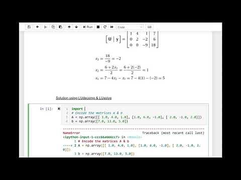 2.3 - Doolittle's LU Decomposition (example code) - Engineering Numerical Method w/ Python 3