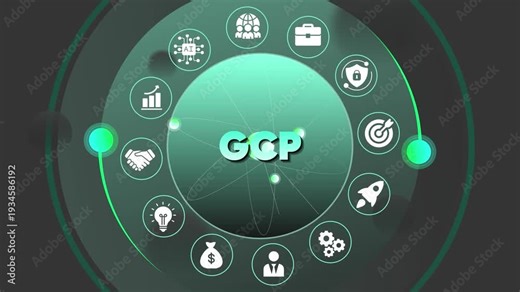 Google Cloud Platform business and symbols for G C P services and solutions cloud computing technology