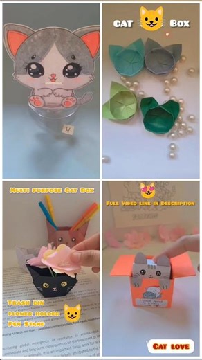 4 Cat Crafts in 1 Short 🐱❤️ | Easy and Cute #shorts #cat #love #origami #papercraft #art #cute #toys