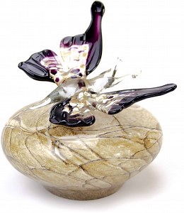 Loranto - Mini Urn Transpante Vlinder op Bruine Steen - Kleine Urnen | bol