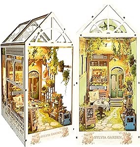 KingStora DIY Book Nook - Garden House - 3D Puzzle Model Kits, Handcraft Bookend Kit (Sylvia Garden)