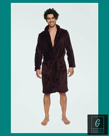 Men Bathrobe – Lightweight Solid - Red