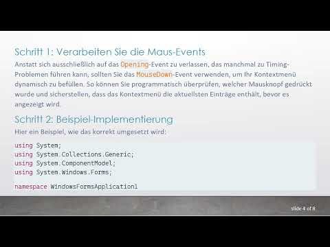 Dynamatisch Menüpunkte auswählen für ein Kontextmenü in WinForms