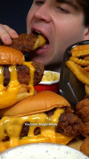 Dave’s Hot Chicken + Chick-Fil-A #asmr #mukbang #shorts