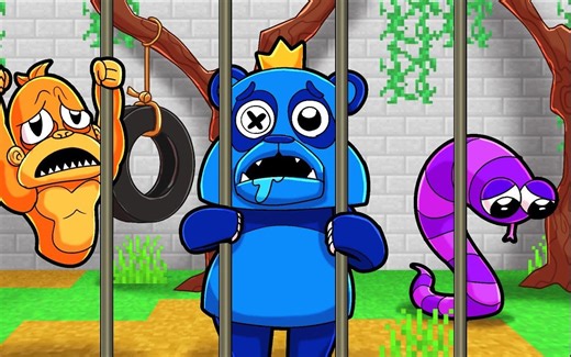 【Rainbow Friends】24小时被困在彩虹之友动物园！（《我的世界》）