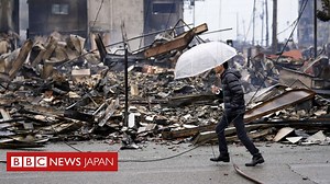 【ルポ】 地震と火災に見舞われた輪島市、救助活動続く　能登半島地震 - BBCニュース