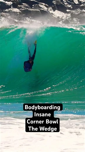 Scotty P rides an Insane corner bowl barrel #bodyboarding #wave #barreled #thewedge #surf #shorts