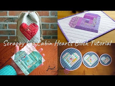 Scrappy Log Cabin Hearts Block Tutorial