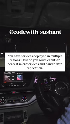 Sushant Kumbhar on Instagram: "🚀 Answer: When services are deployed in multiple regions, the goal is to route users to the nearest regional microservice for low latency while ensuring data consistency across regions. 🧭 1. Routing Clients to the Nearest Region Use Global Load Balancer (like AWS Route53, Google Cloud Load Balancer, or Azure Traffic Manager) with Geo-DNS / latency-based routing. It detects the client’s location and routes the request to the closest regional endpoint, ensuring min