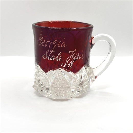 Vintage Ruby Red Flash Glass Georgia Souvenir Small Mug - Etsy