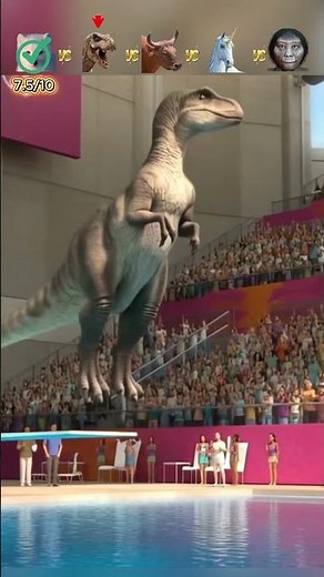FOX VS UNICORN EPIC DIVING BATTLE?! T Rex vs Ox vs Human In Second Place? Animal Olympics Diving!
