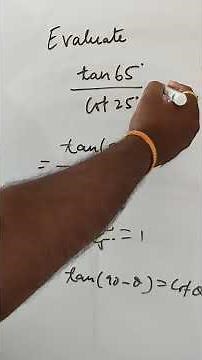 tan 65° / cot 25° = ? | 90° Identity Trick | CBSE & JEE Maths #tricks