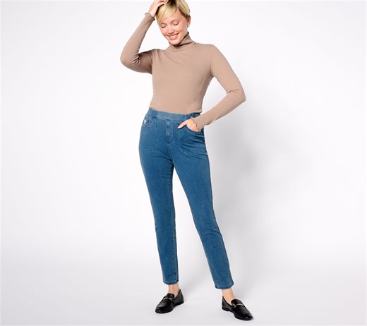 Quacker Factory Short DreamJeannes Pull-On Slim Leg Jeans - QVC.com