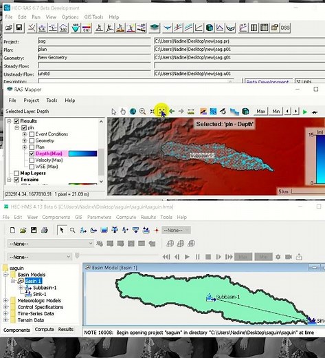 Hydrologic Modeling in HEC-RAS using Subbasin in HEC-HMS as 2D Geometry
