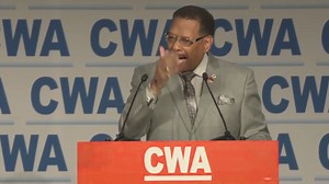 CWA President Claude Cummings Jr got the crowd on its feet during his opening remarks at the CWA Legislative-Political Conference on Tuesday. We don't play at CWA! | Communications Workers of America
