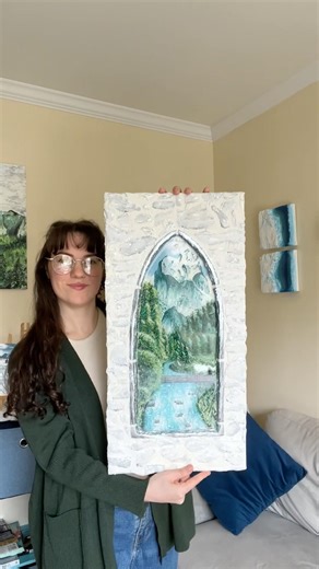 Mixed Media Art piece made from resin, acrylic paint, and joint compound.🏔️