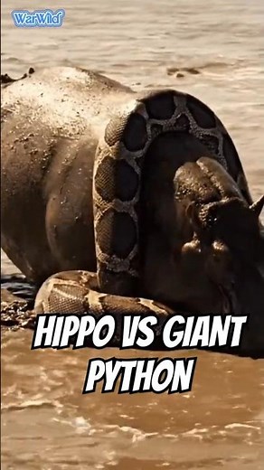 HIPPO vs GIANT PYTHON – Raw Wild Battle #shorts