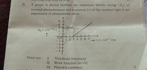 d) A graph is shown between the maximum kinetic energy (Ek​) of... | Filo