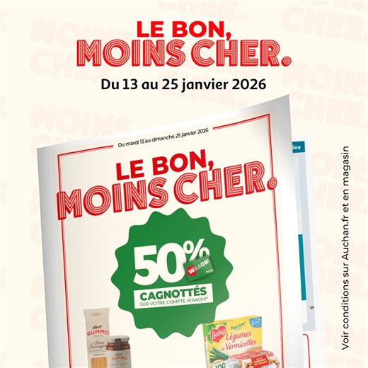 💸Retrouvez le bon moins cher dans votre magasin Auchan Marseille La Valentine ! Jusqu'à 50% de cagnotte sur de grandes marques et des sélections de produits à 1€, 2€, 3€ maxi à découvrir d'urgence ! 🎉🛒 | Auchan Hypermarché Marseille La Valentine