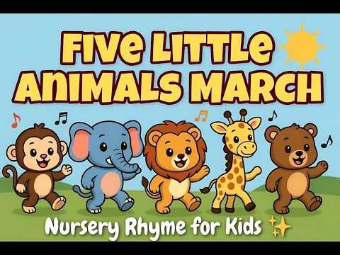Five Little Animals March + More Nursery Rhymes | Educational Kids Video