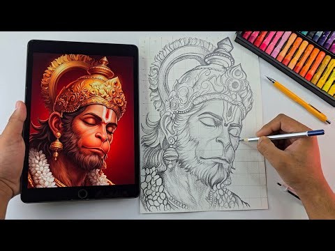 How To Draw Lord Hnauman Drawing, Hanuman Ji Drawing Step By Step (Outline Tutorial)