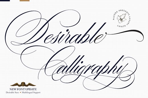 Desirable Calligraphy, a Script Font by Alcode