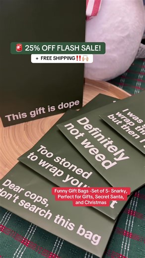 🚨 GREAT DEAL TODAY! FREE SHIPPING‼️🙌🏼 Funny Gift Bags -Set of 5- Snarky, Perfect for Gifts, Secret Santa, and Christmas Sold by MilkToast Brands #MILKTOAST #giftbags #420 #tiktokshopcreatorpicks #holidayhaul