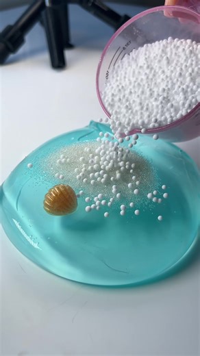 Crunchy Clear Slime with Mini Glass Beads and Handmade Charm