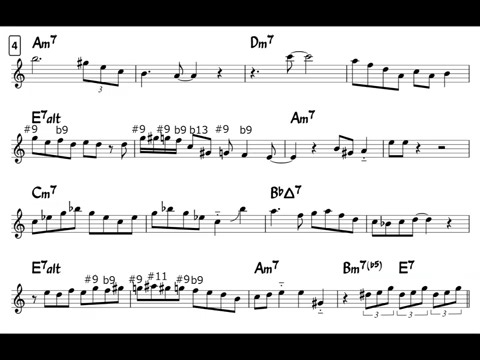Blue Bossa - Easy Solo Example for Alto Sax (Like Dexter)