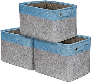 Sorbus Cubby Storage Organizer 15 Inch - Big Sturdy Collapsible Storage Bins with Dual Handles - Foldable Baskets for Organizing - Decorative Storage Bins for Shelves at Home & Office - 3 Pack| Aqua