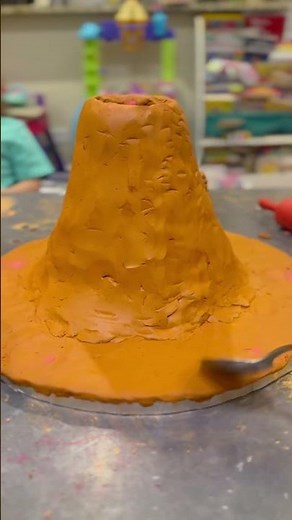How to make a Clay Volcano? #DIY #ClayVolcano #Crafts #Tutorial #KidsCrafts #Volcano #STEM #shorts