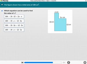 i-ReadyArea and Surface Area - Quiz - Level GThe figure show... | Filo
