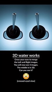 1.8K views · 849 reactions | 3D water works Cross your eyes to merge the Left and Right images. You will now see 3 images. The middle is in 3D. Can you see it?  [cross-eyed view] Parallel view version pinned in comments | Ben Greenberg | Facebook