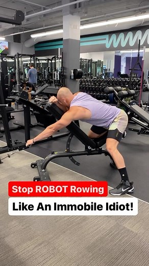 John Rusin on Instagram: "🤖 Rowing like a robot to 90-degrees is just WRONG! Stop the silliness, do this instead… If you want a bigger stronger back and bulletproof shoulders, rowing through a FULL range of motion is superior to half repping in so many ways. Here’s what “full range rows” should look like: 1️⃣Start with your body in a strong and stable position at the lower body and core braced 2️⃣Start in a fully stretched position, including full shoulder blade and thoracic spine rotation 3️⃣I