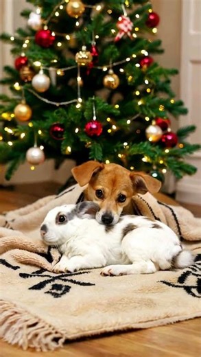 Tree Glow Snuggles #shorts #bunny #dog