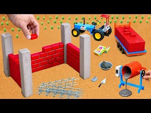 DIY Tractor Builds Realistic Cow Shed with Bricks and Concrete After Big Storm | Fun Science Project