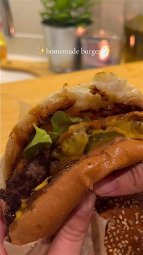 Shall we order a burger?" she asked... Then I made this! 🍔🔥 #shorts #burger #asmr #homemade