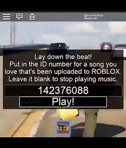 Lay down the beat! Put in the ID number for a song you love that's been uploaded to ROBLOX. Leave it blank to stop playing music. - iFunny
