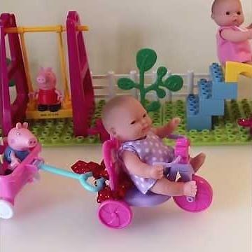 Peppa Pig Swing & Slide Mega Bloks Playset 🐷💕 Cute Baby Dolls Fun!