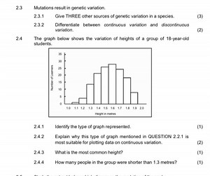 Questions on Genetic Variation and Graph Interpretation2.3 Mu... | Filo