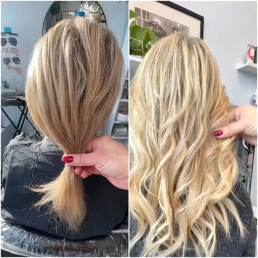 Proof extensions aren’t always about length (for all my thin/fine hair girls…I see you) This lovely lady came to me with 2 problems: - Her hair was SO bleached out it, a) had the hair in her crown and around her hairline broken quite short b) was so over processed , her toners (glaze) weren’t lasting Solution: 1) mini-keratin bonds were placed in and around her crown for 2 reasons: a) to end the need for any more bleach/ coloring and allow her hair to grown in stronger (the tiny extensions being