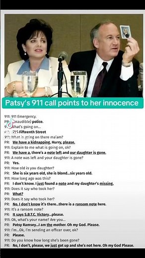 Patsy Ramsey’s 911 call points to her innocence.