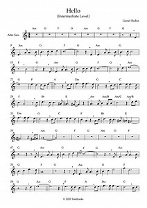 Hello (niveau intermédiaire, sax alto) (Lionel Richie) - Partition Saxophone