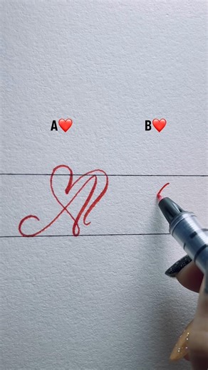 A & B Heart Font Tutorial (pencil edition) #calligraphy #lettering #reels #viral #fypシ゚viralシ