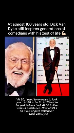 21K views · 927 reactions | 99 years old. Still smiling. Still standing tall. Dick Van Dyke’s words hit harder with every decade ❤️ ️ “At 30, I used to exercise to look good… Now at 99, I do it out of pure defiance.” Photo credit: AP & CBS #DickVanDyke #Inspiration #Legends #Motivational #AgingGracefully #OldHollywood #ClassicStars #MotivationDaily #PositiveVibes | Love Gilda | Facebook