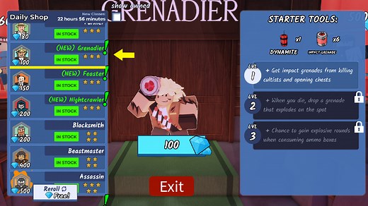 99 Nights in the Forest Grenadier Class Guide