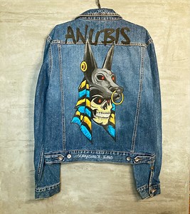 Painted Denim Jacket Anubis, Custom Jean Jacket, Anubis Jacket, Egypt Denim Jacket, Personalized Gift, Personalized Jacket. - Etsy