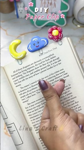 Diy Cute Paper Clip | 🌸🫰❤️✨#shorts #diy #art #clay #moulditclayart #paperclips #bookmark