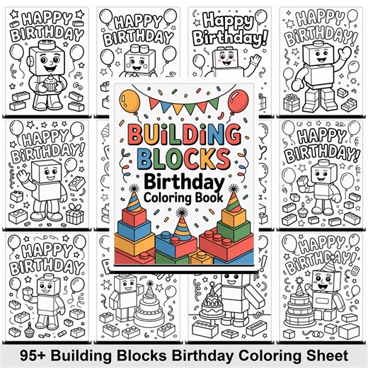 95  Building Blocks Coloring Pages, Kids Activity Sheets With Commercial Use, Art Coloring Pages, Party Favor Printable, Instant Download - Etsy