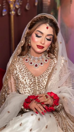 “Premium Pakistani Royal Bridal Makeover “ Makeover- Alif's Make-up Studio Outfit- Anzara Jewellery- Asia Jewels by Tasnuva Khan | Alif's Make-up Studio
